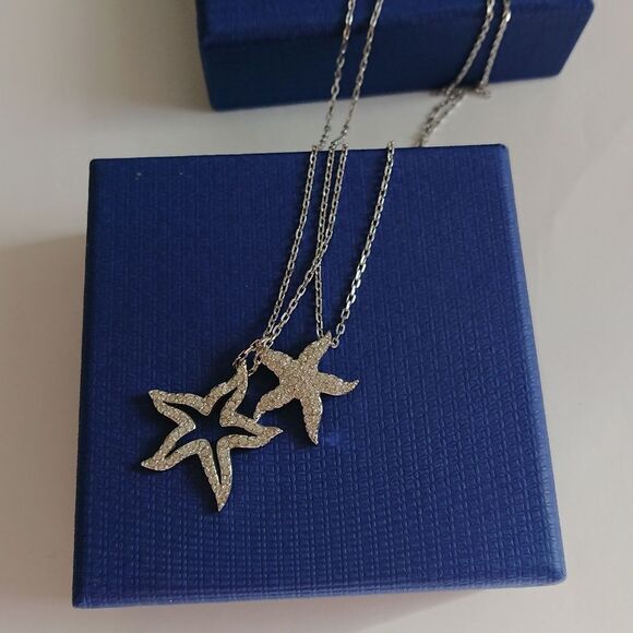 Brand new - Swarovski Crystal double 2 stars necklace - Picture 1 of 6